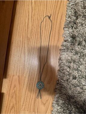 Unbranded Turquoise Circle Pendant Necklace with Tassel Drops